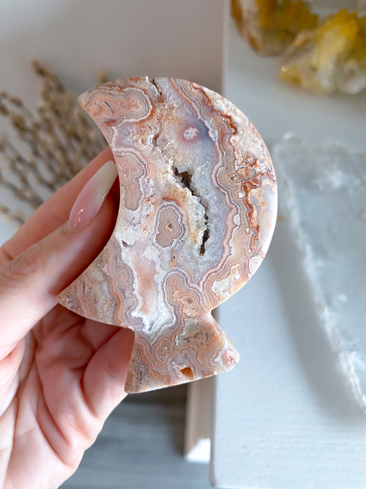 Pink Crazy Lace Agate Moon #2