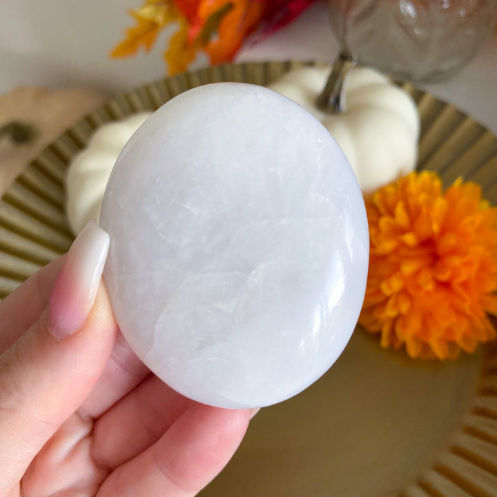 White Aventurine Palm Stone 