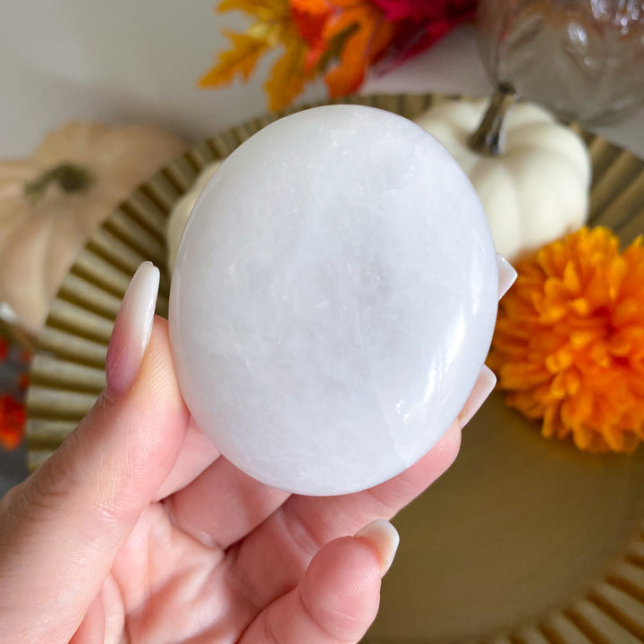 White Aventurine Palm Stone 