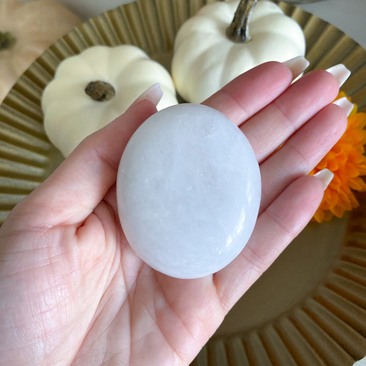 White Aventurine Palm Stone 
