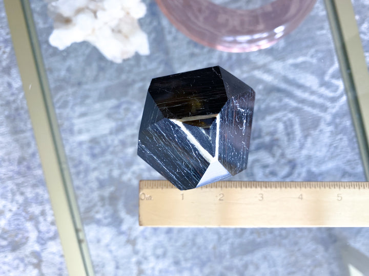 XL Chunky Black Tourmaline 6 Sided Tower with Hematite - Get Exact Item