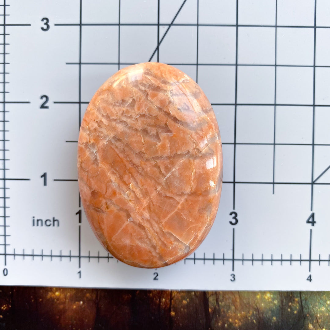 Flashy Peach Moonstone Palm Stone 