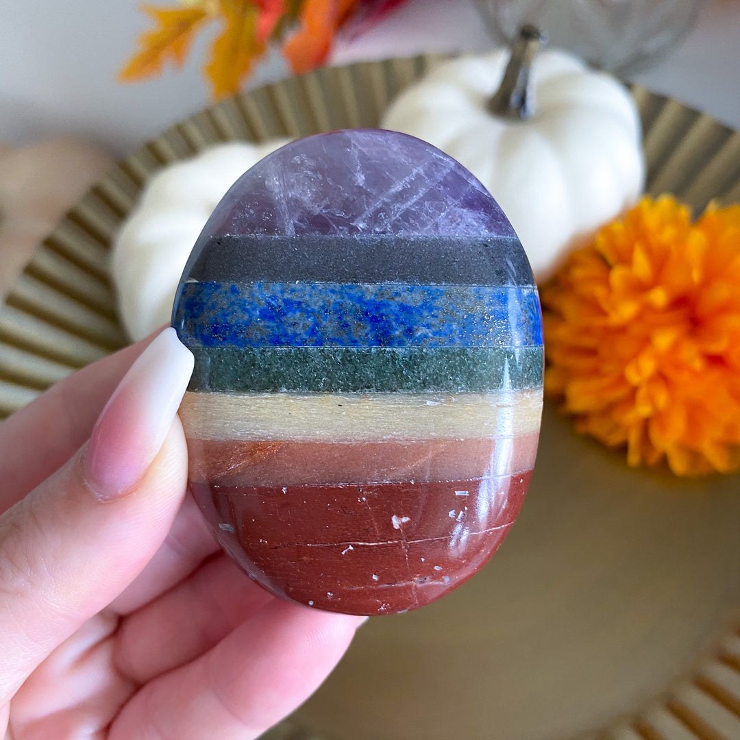 Bonded Seven Chakra Palm Stone 