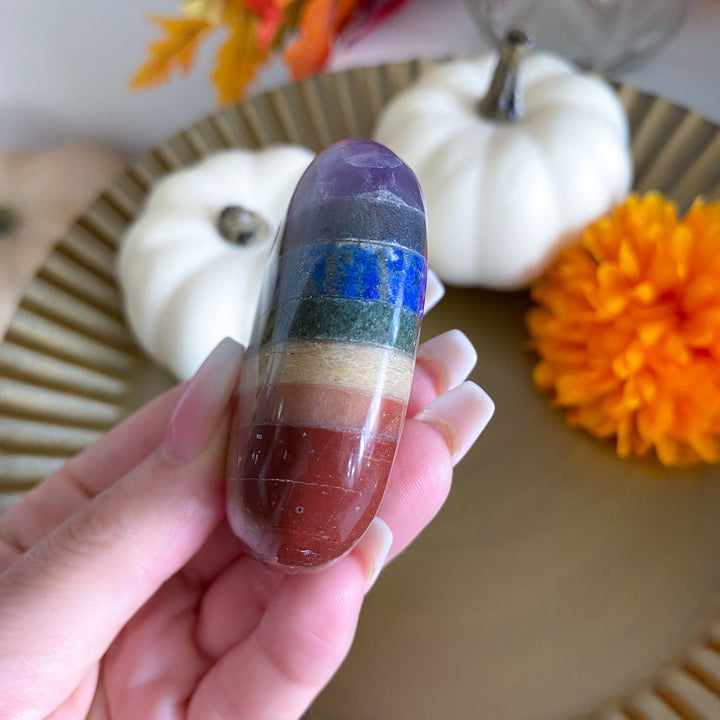 Bonded Seven Chakra Palm Stone 