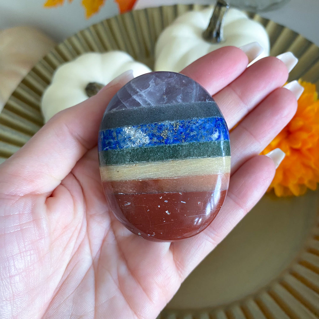 Bonded Seven Chakra Palm Stone 