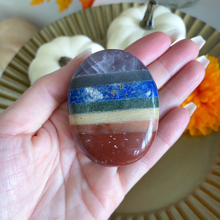 Bonded Seven Chakra Palm Stone 