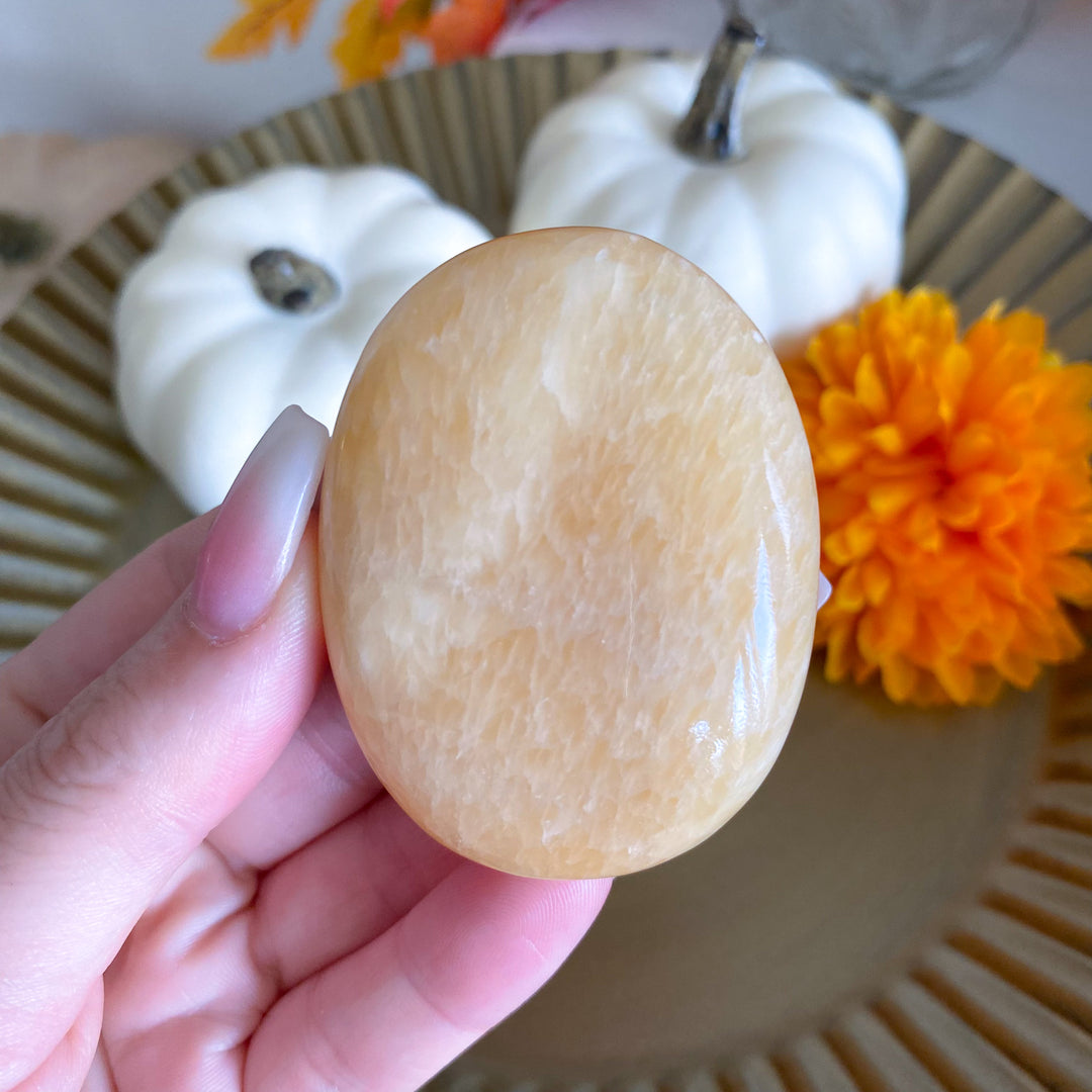 Yellow Calcite Palm Stone 
