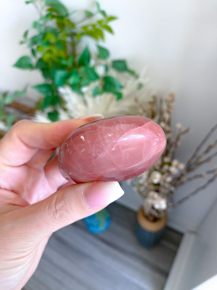 Jumbo Imperfect Rose Pink Calcite Palm Stone 1