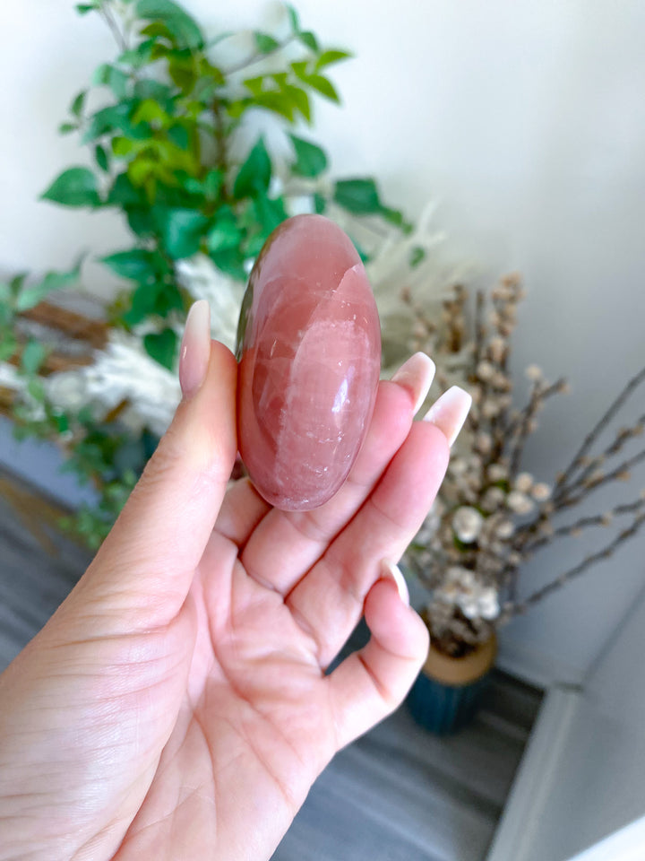 Jumbo Imperfect Rose Pink Calcite Palm Stone 1