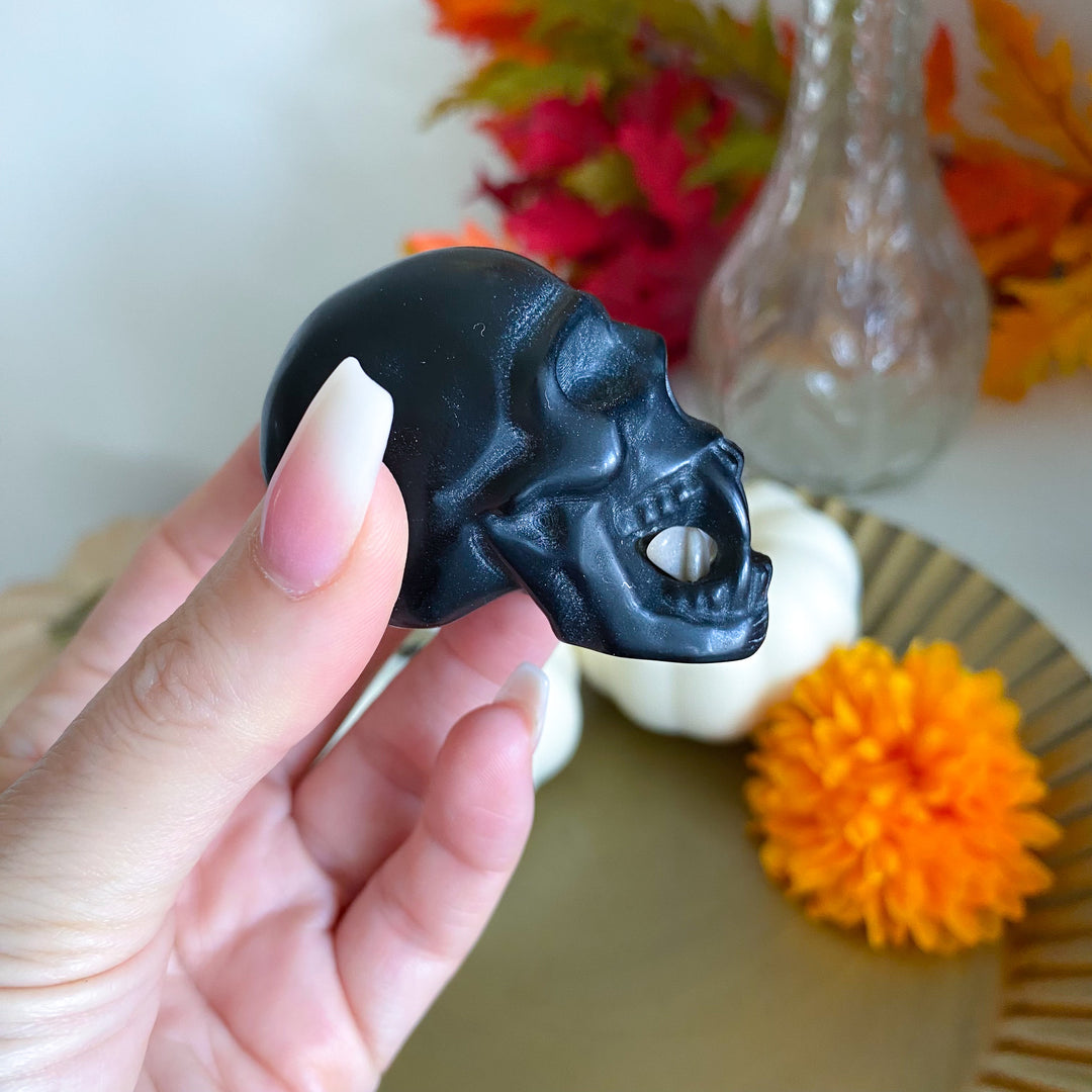 Black Obsidian Vampire Skull 