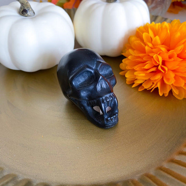 Black Obsidian Vampire Skull 