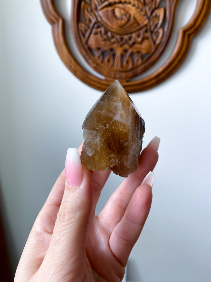 RARE Natural Citrine Top Polish - Abundance - Manifestation - Wealth - Success - Trade - Happiness - Citrine Point - Raw Citrine
