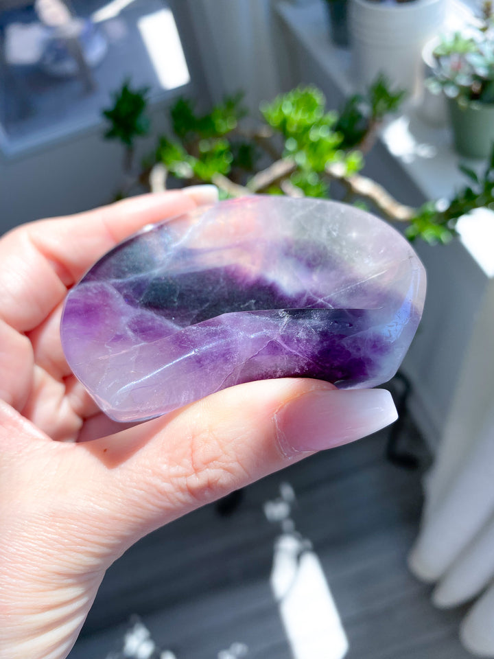 Small Purple Rainbow Fluorite Moon Bowl 