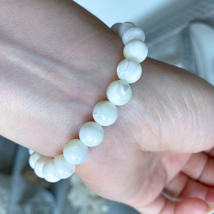 White Fossil Beaded Bracelet