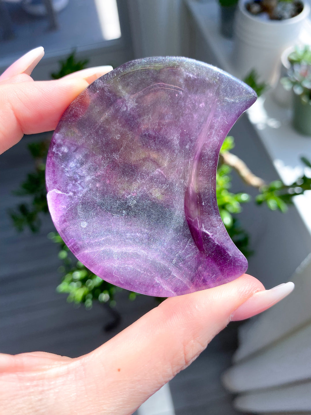 Small Purple Fluorite Moon Bowl 