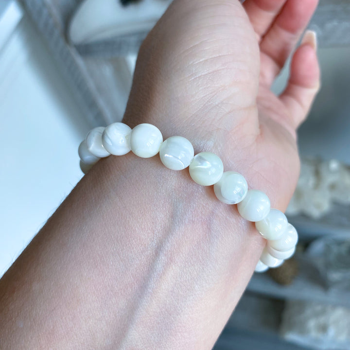 White Fossil Beaded Bracelet