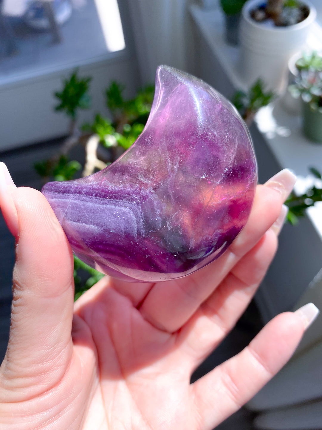 Small Purple Fluorite Moon Bowl 
