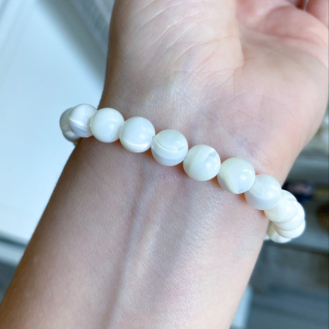 White Fossil Beaded Bracelet