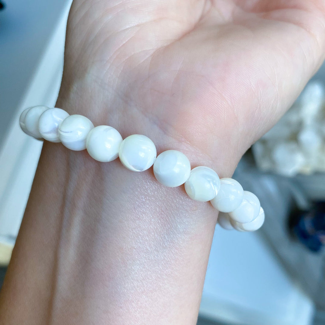 White Fossil Beaded Bracelet