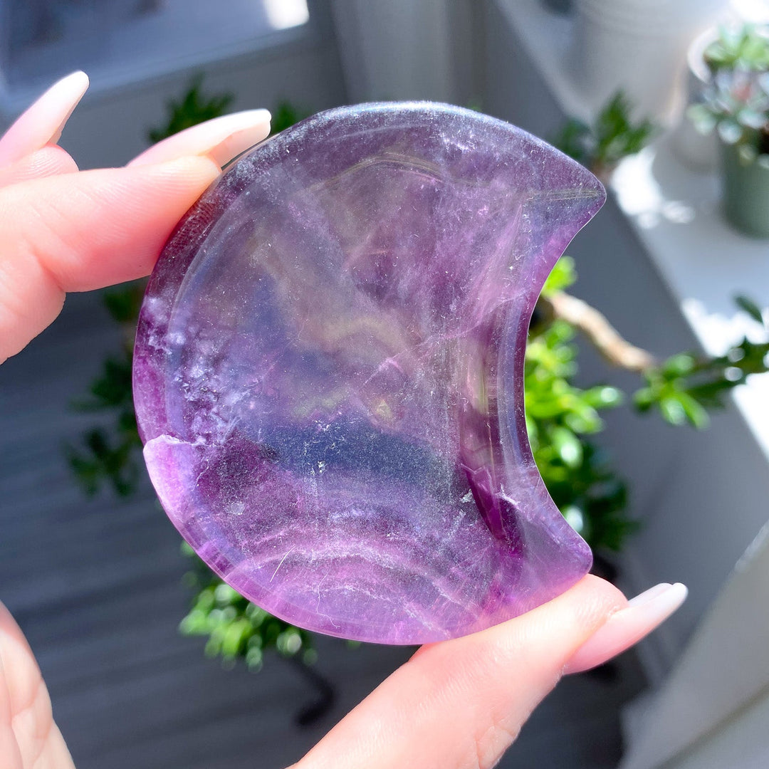 Small Purple Fluorite Moon Bowl 