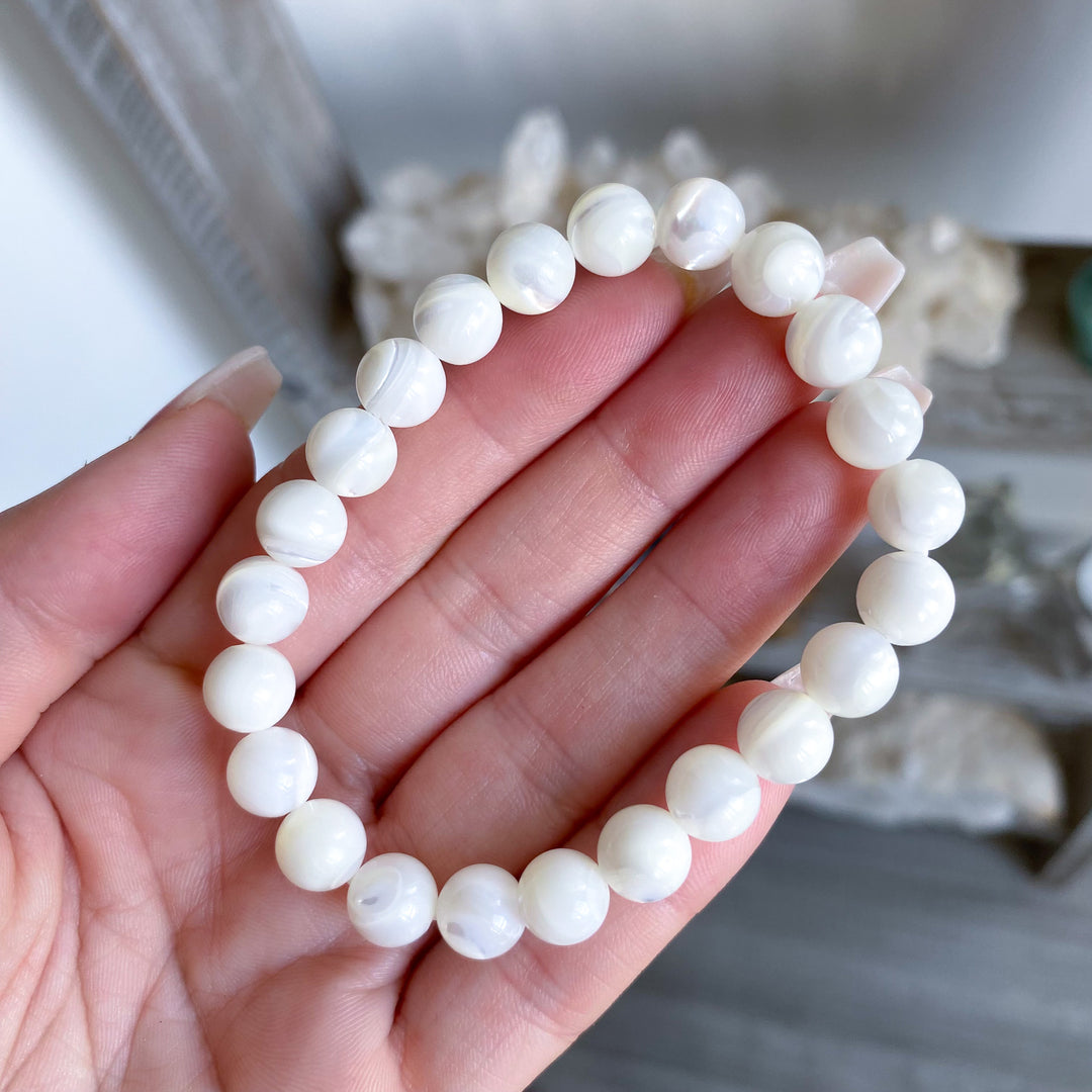 White Fossil Beaded Bracelet