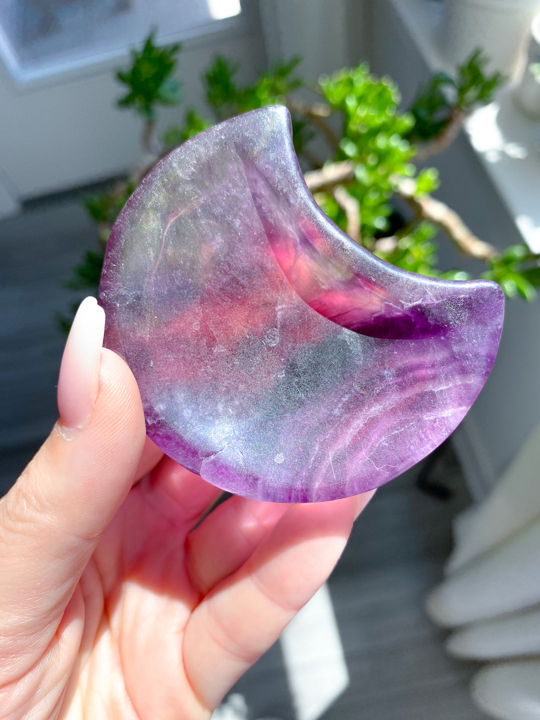 Small Purple Fluorite Moon Bowl 