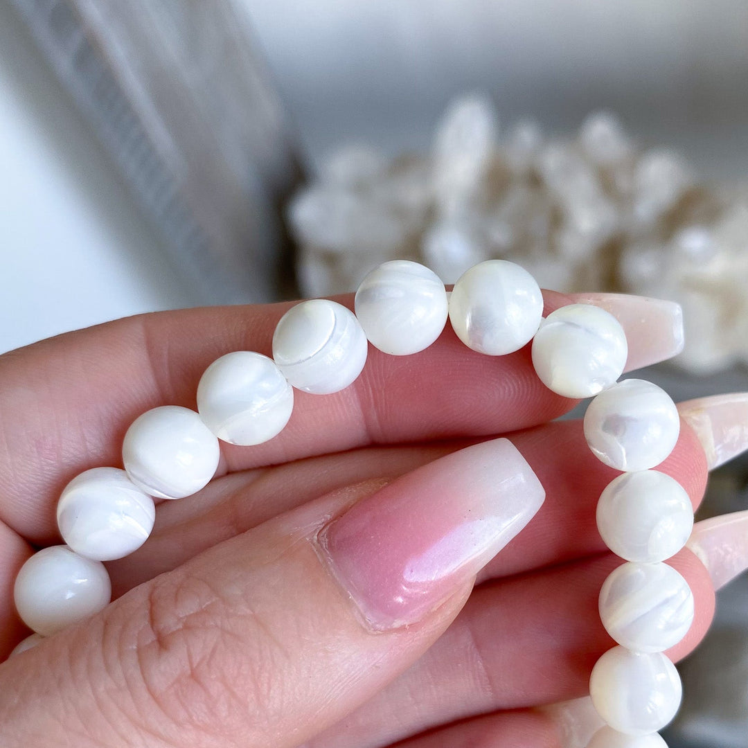 White Fossil Beaded Bracelet