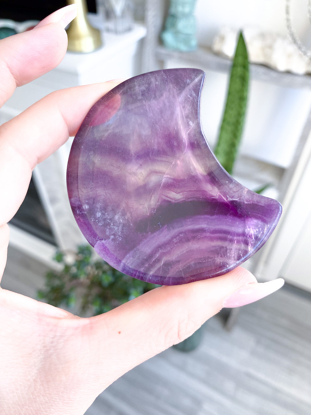 Small Purple Fluorite Moon Bowl 