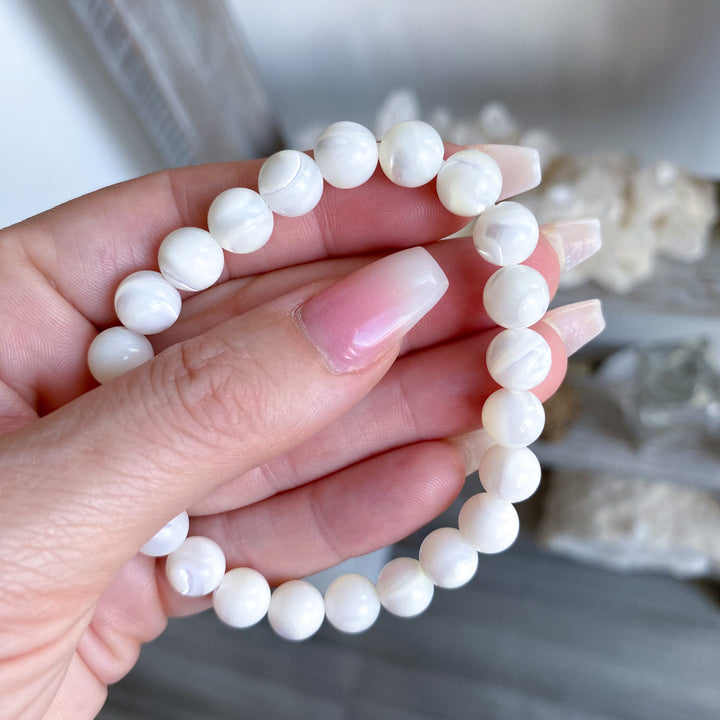 White Fossil Beaded Bracelet