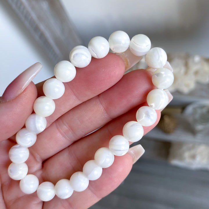 White Fossil Beaded Bracelet
