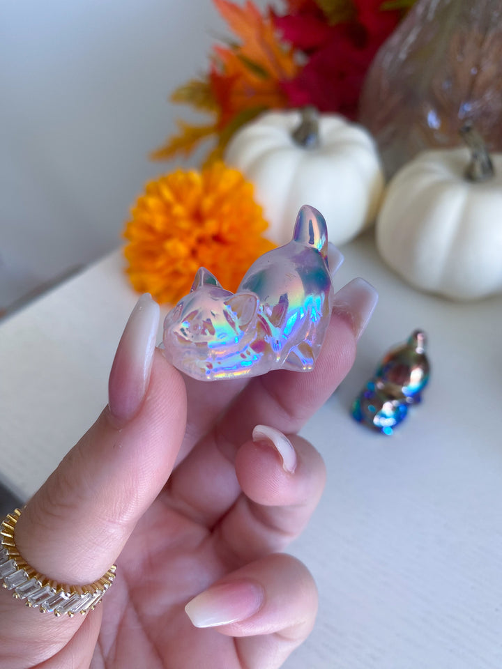 Aura Cat Carving: Rose Quartz or Obsidian
