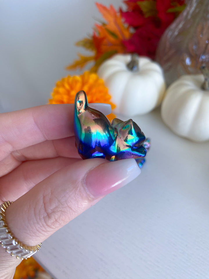 Aura Cat Carving: Rose Quartz or Obsidian