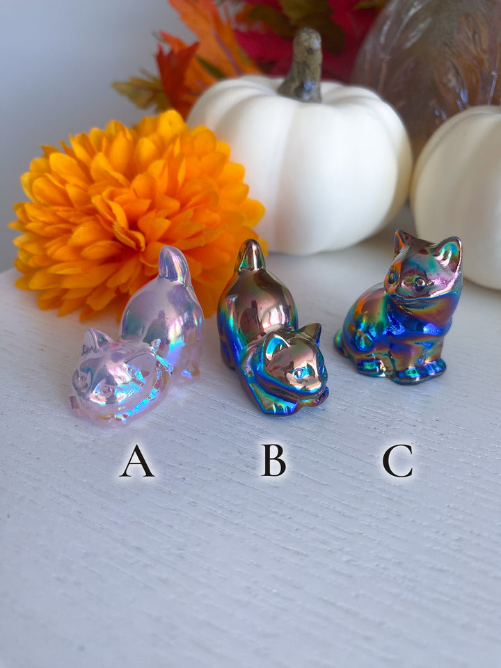 Aura Cat Carving: Rose Quartz or Obsidian