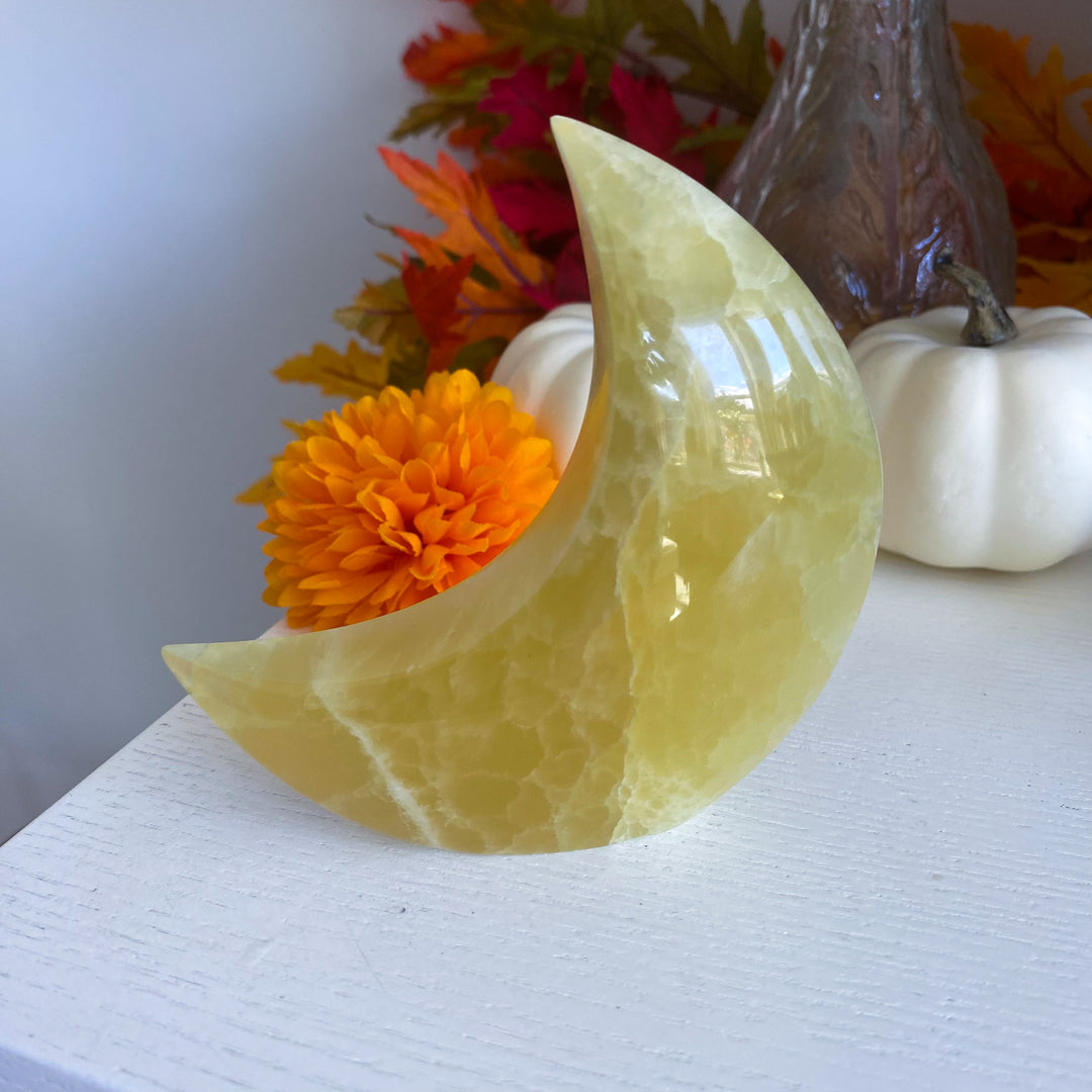 Yellow Calcite Standing Moon 