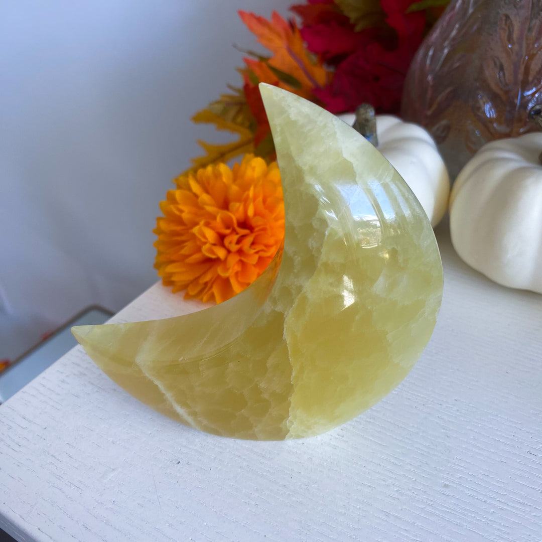 Yellow Calcite Standing Moon 