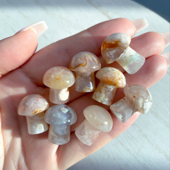 Flower Agate Mini Mushroom