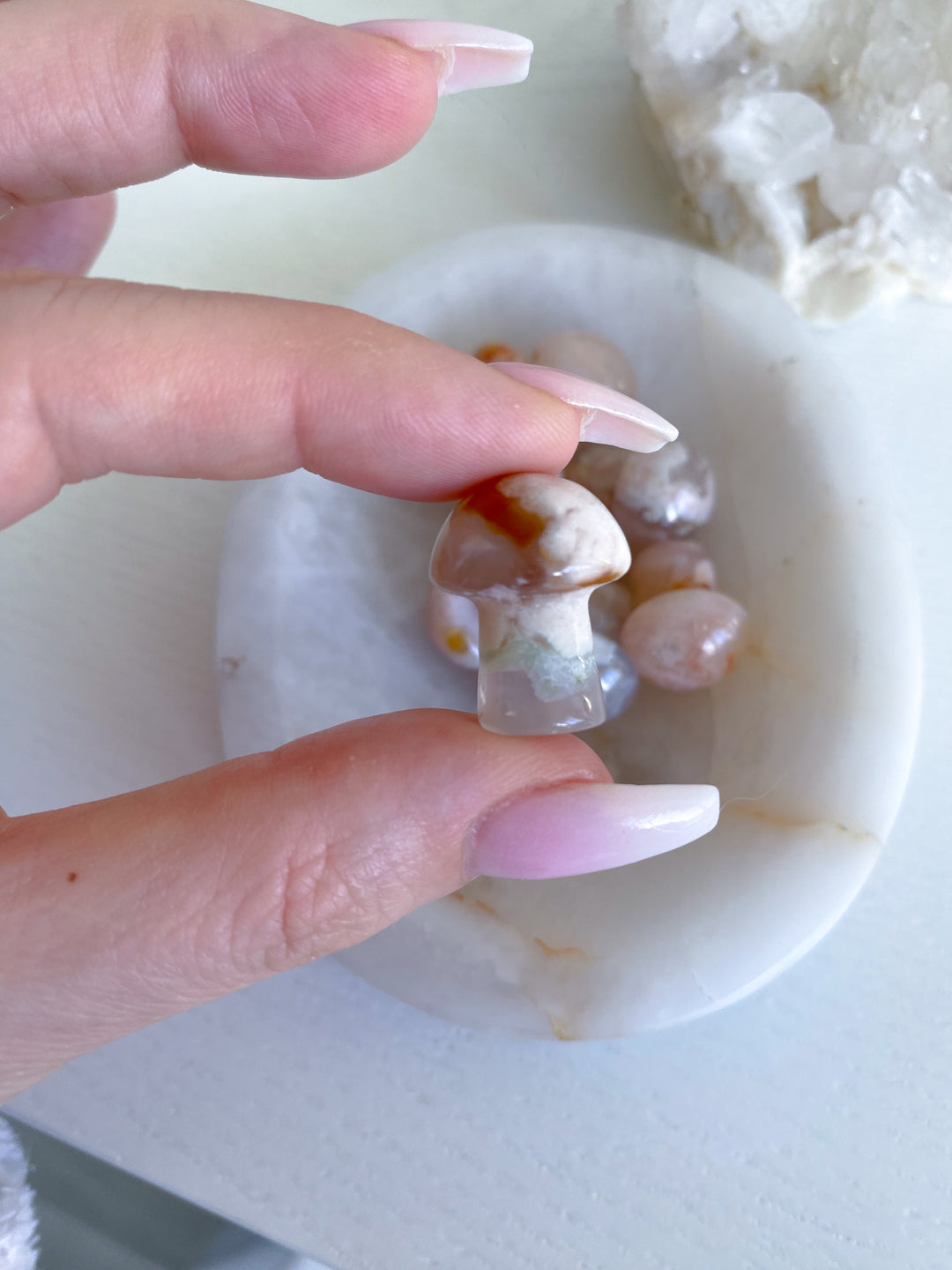 Flower Agate Mini Mushroom