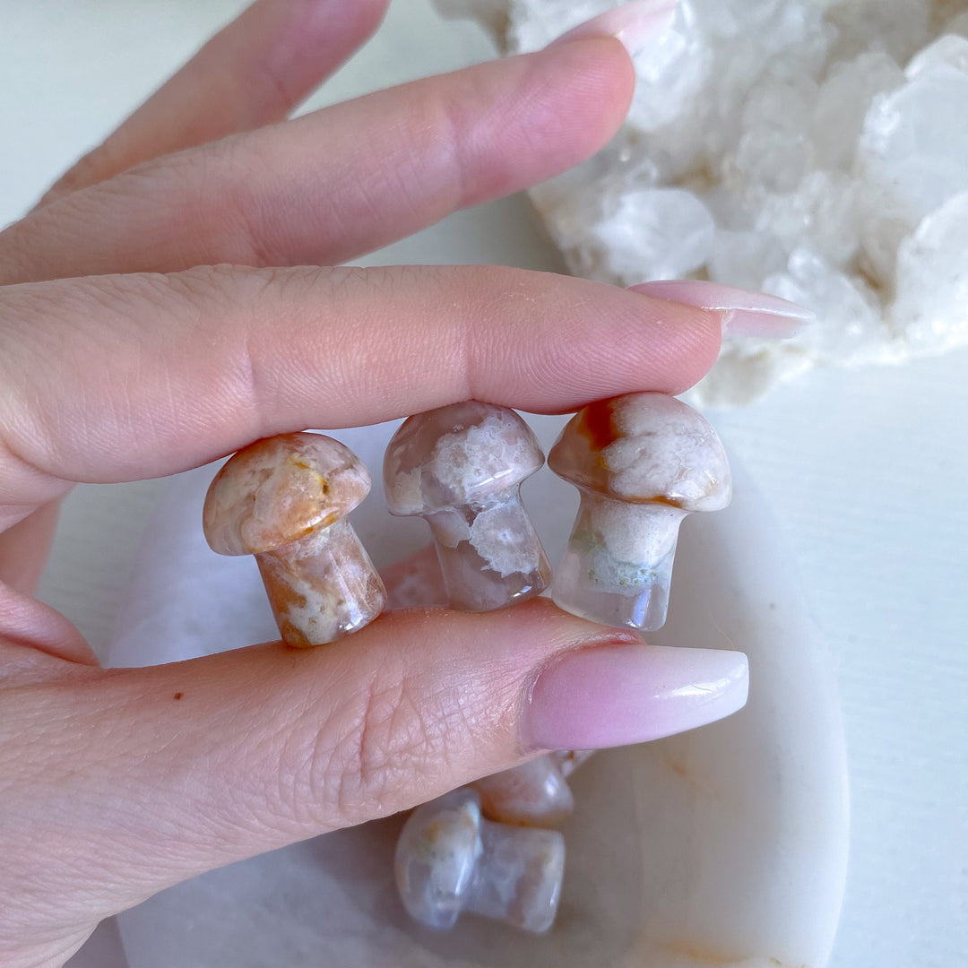 Flower Agate Mini Mushroom
