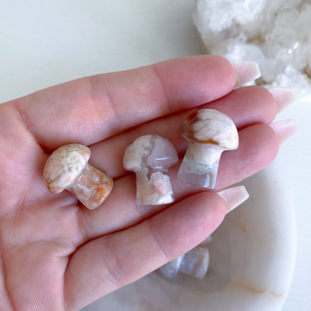 Flower Agate Mini Mushroom