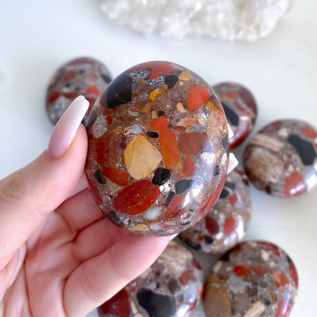 Conglomerate Jasper Palm Stone