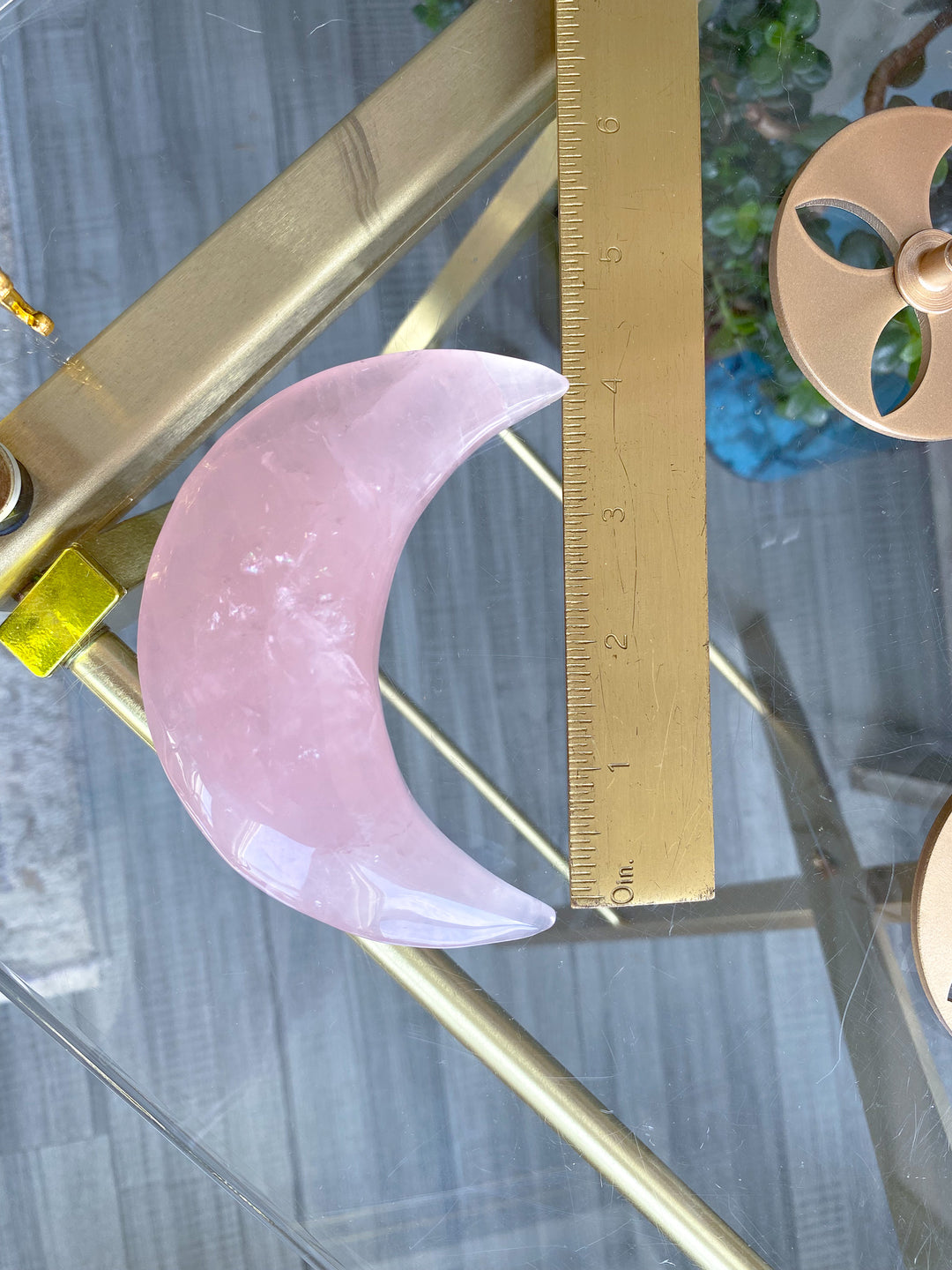 Rose Quartz Crescent Moon on Stand