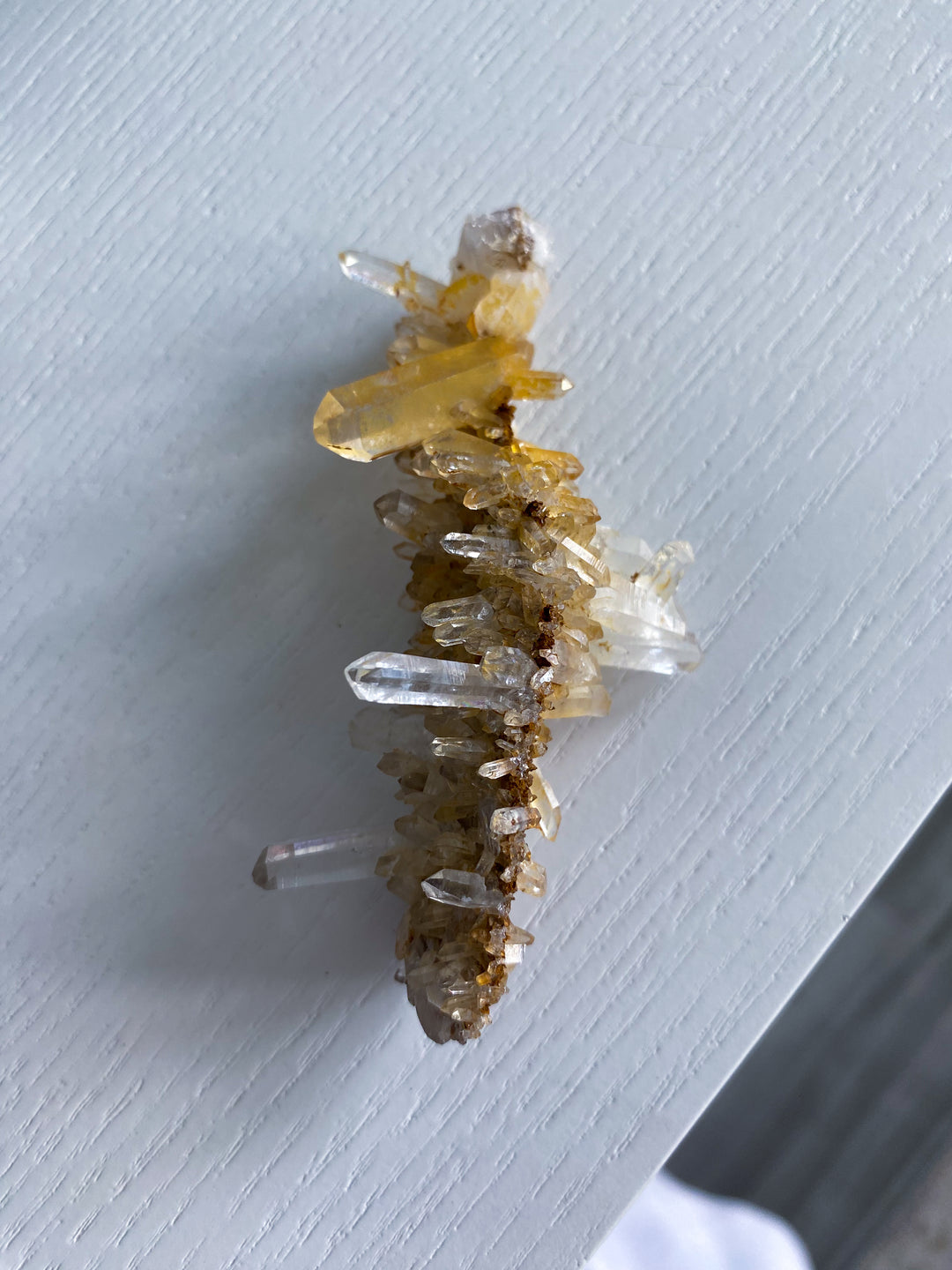 Long Iron Coated Quartz with Siderite Cluster #3