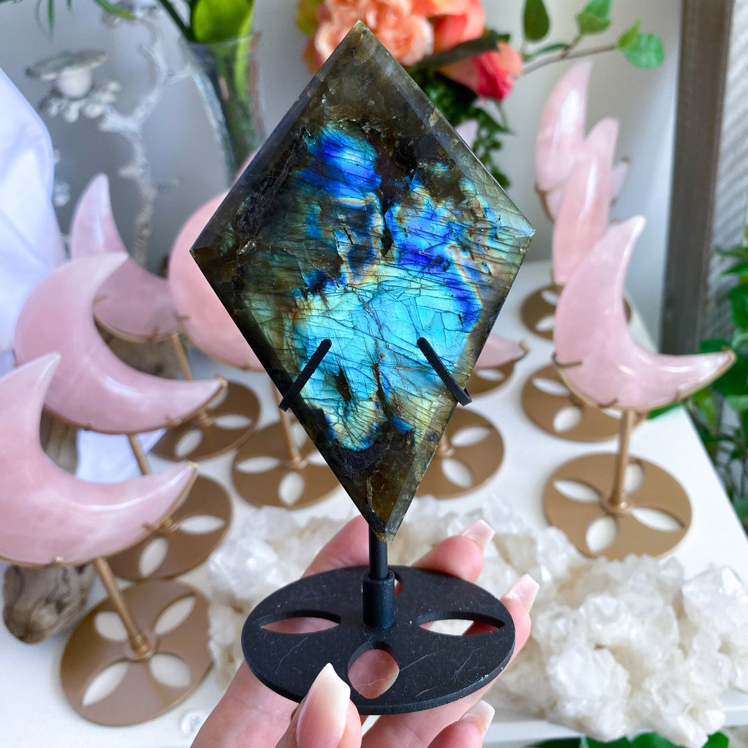 Stunning Labradorite Diamond on Stand 