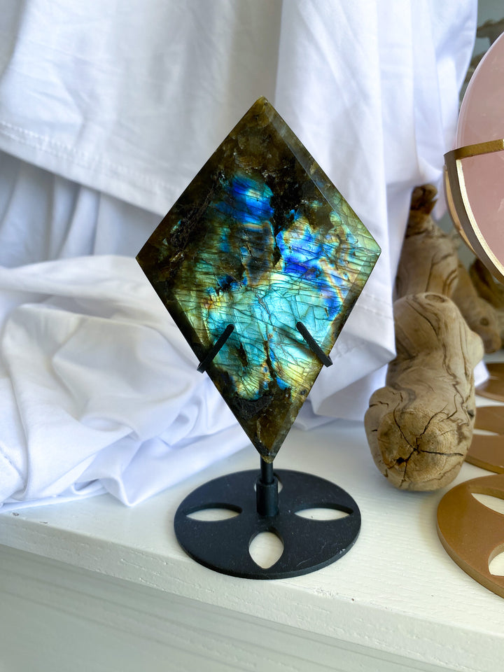 Stunning Labradorite Diamond on Stand 