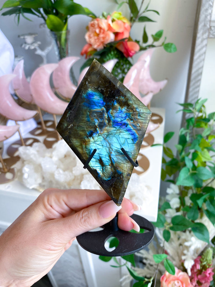 Stunning Labradorite Diamond on Stand 