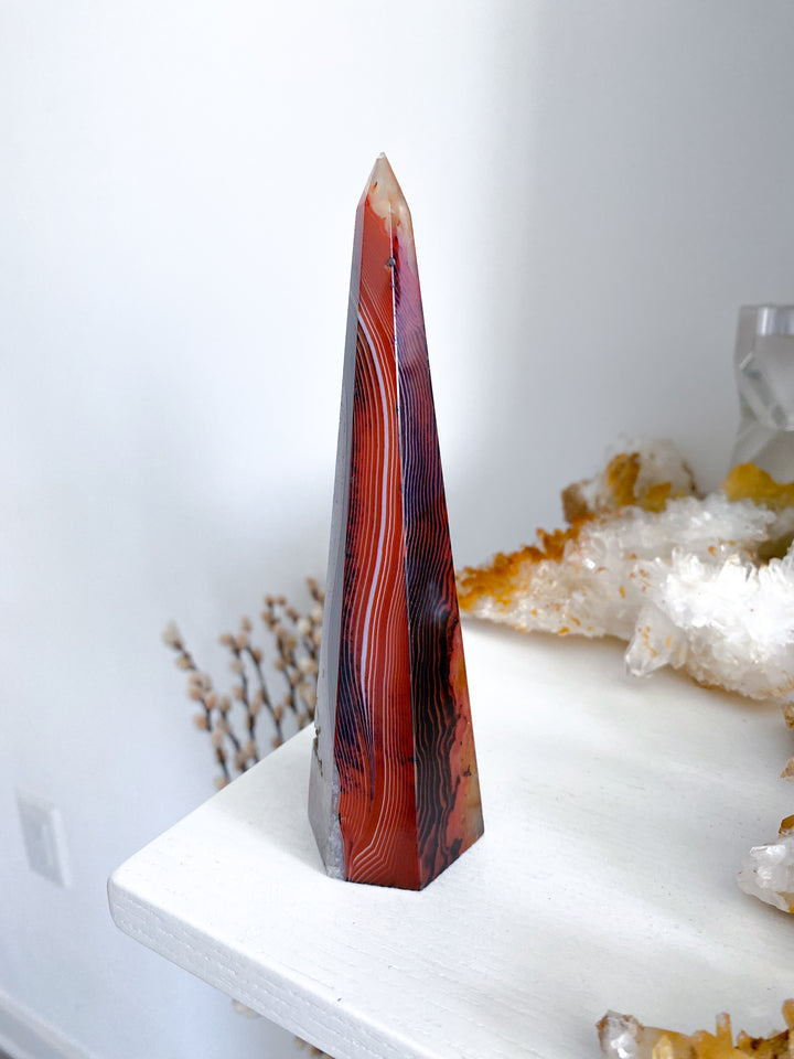 Large Sardonyx Tower 6" - Chipped Tip