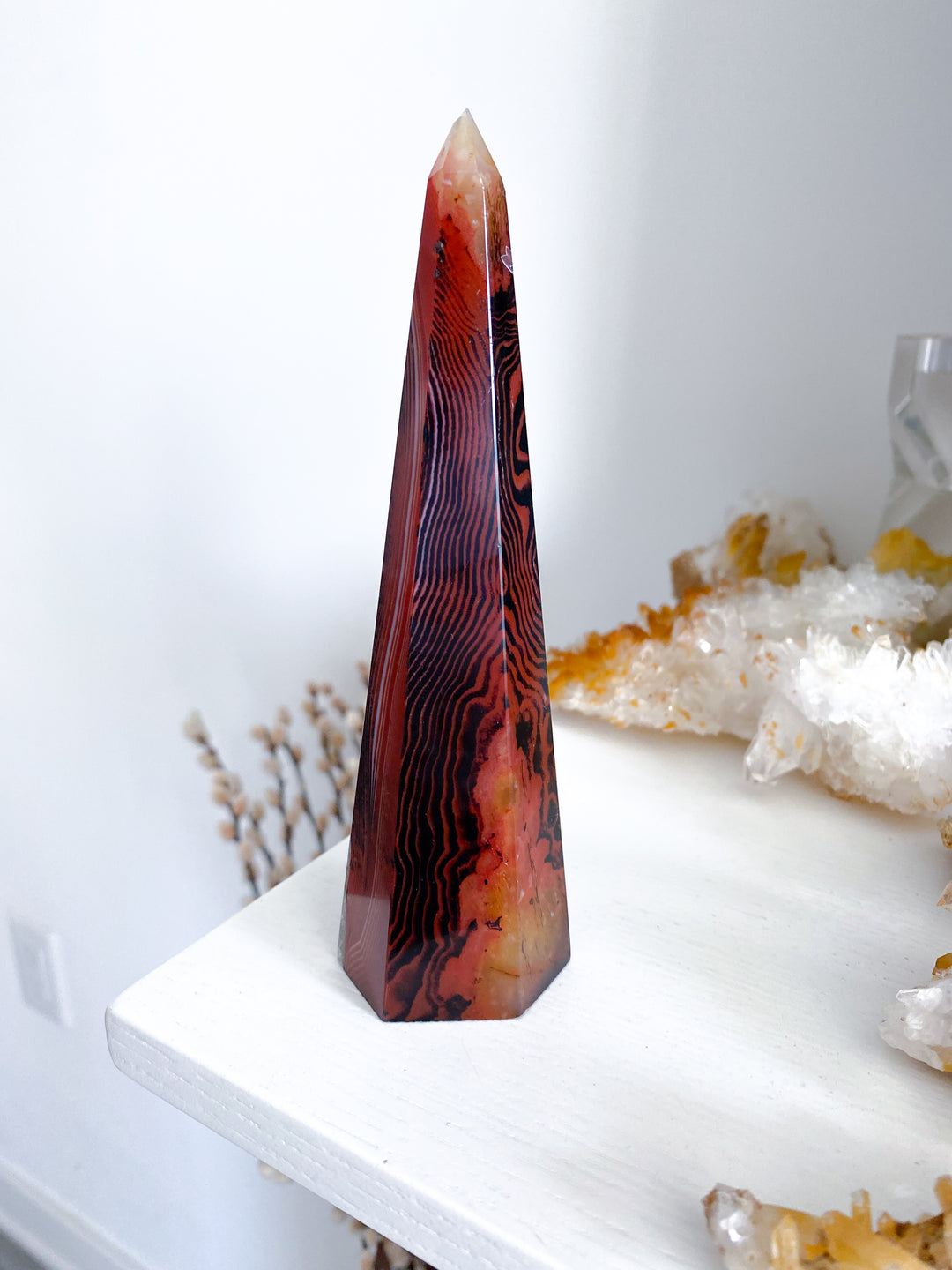 Large Sardonyx Tower 6" - Chipped Tip