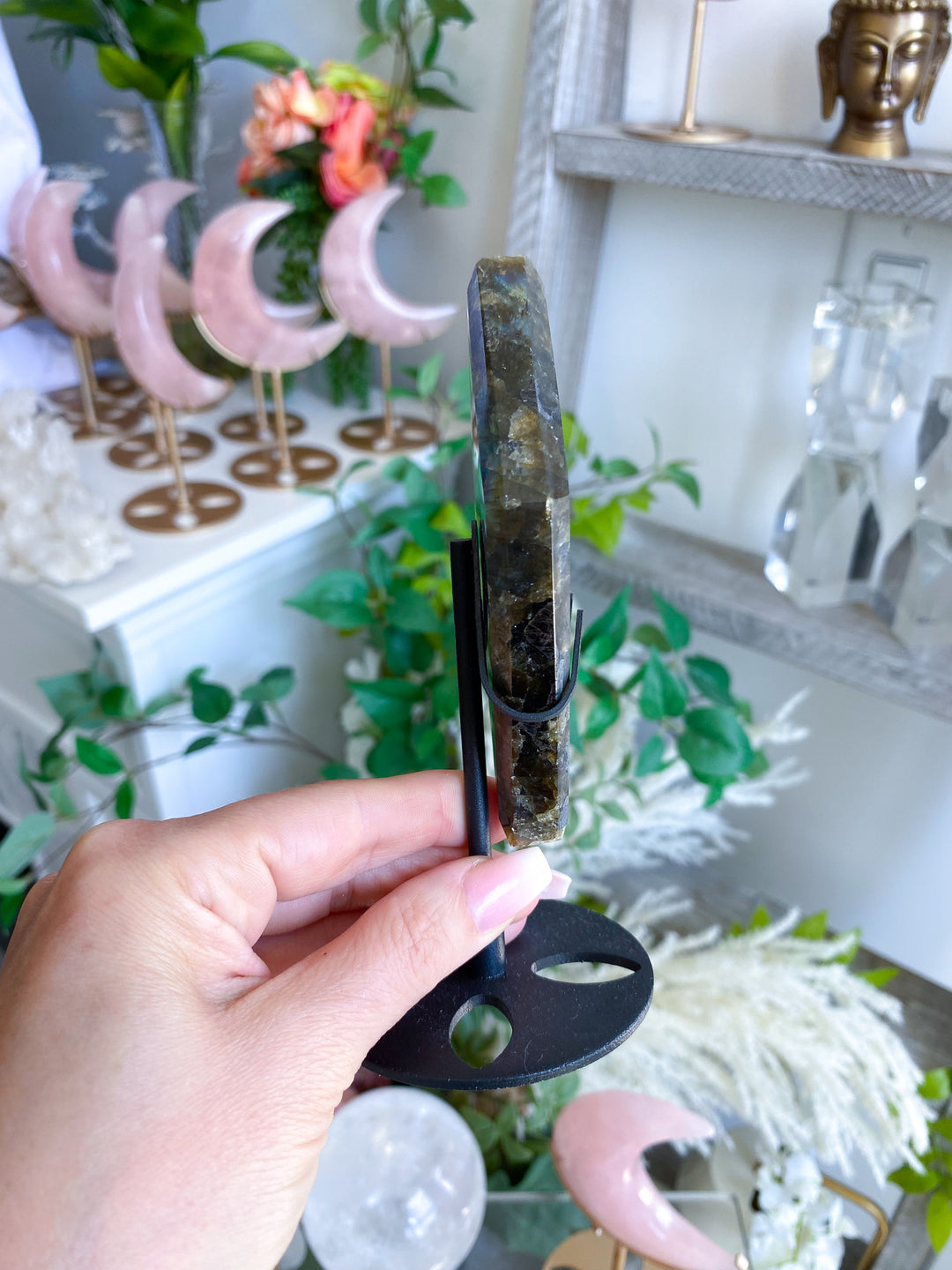 Stunning Labradorite Diamond on Stand 