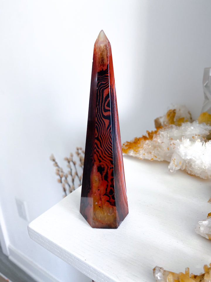 Large Sardonyx Tower 6" - Chipped Tip