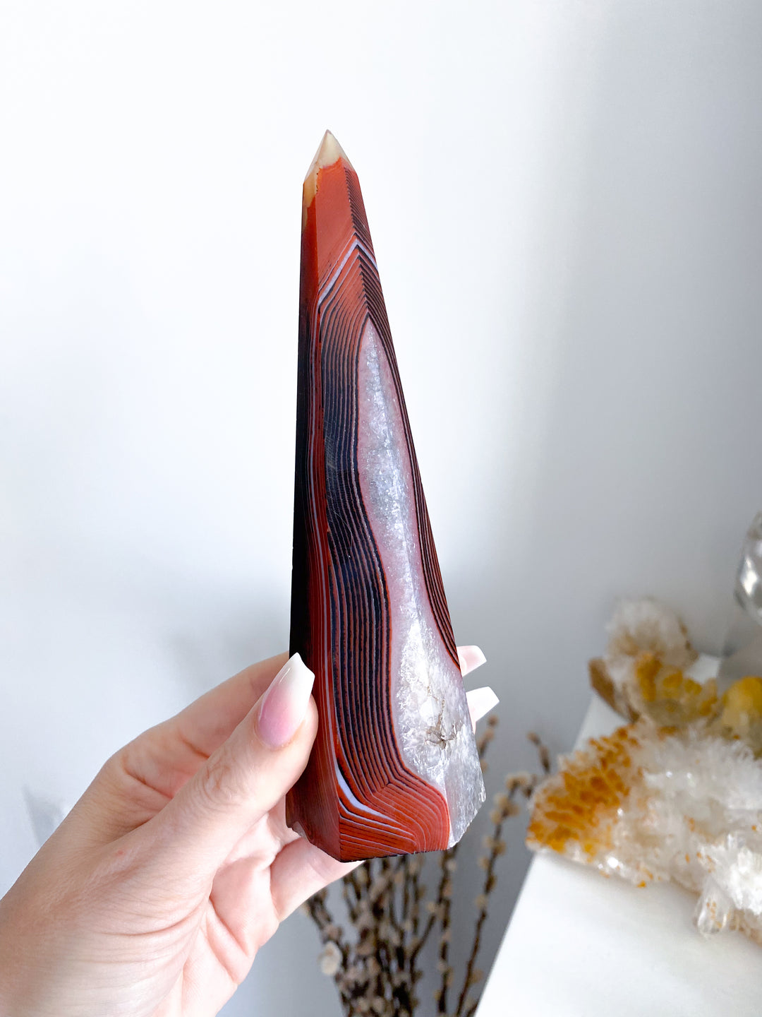 Large Sardonyx Tower 6" - Chipped Tip